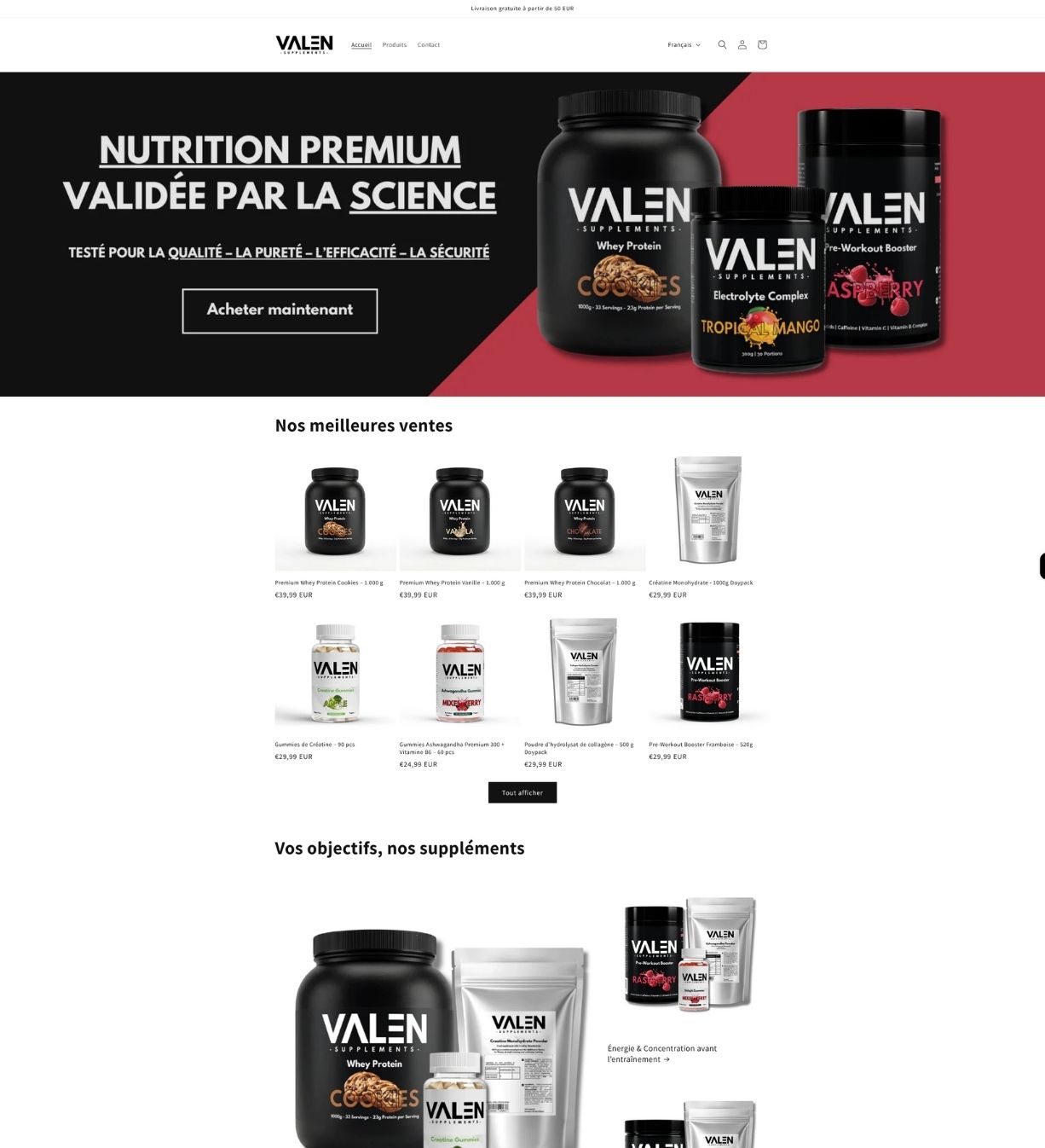 Création d’un e-commerce premium pour une marque de nutrition sportive et bien-être