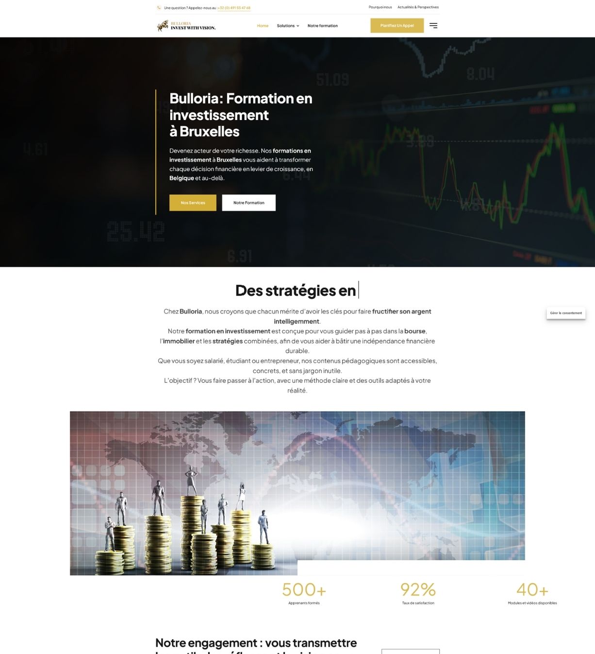 Création d’un site SEO pour une activité de formation financière à Bruxelles