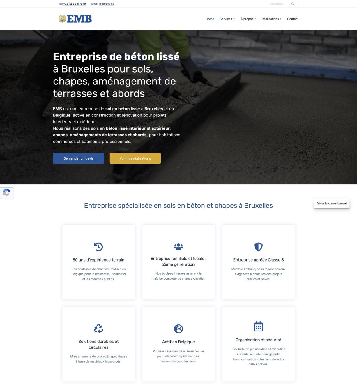 Création d’un site SEO pour une entreprise spécialisée en sols béton et chapes à Bruxelles