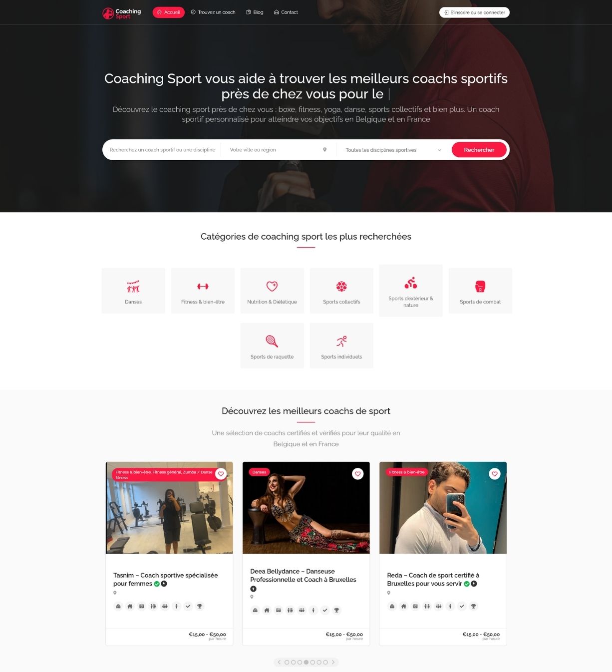 Plateforme SEO-friendly de mise en relation avec des coachs sportifs en Belgique