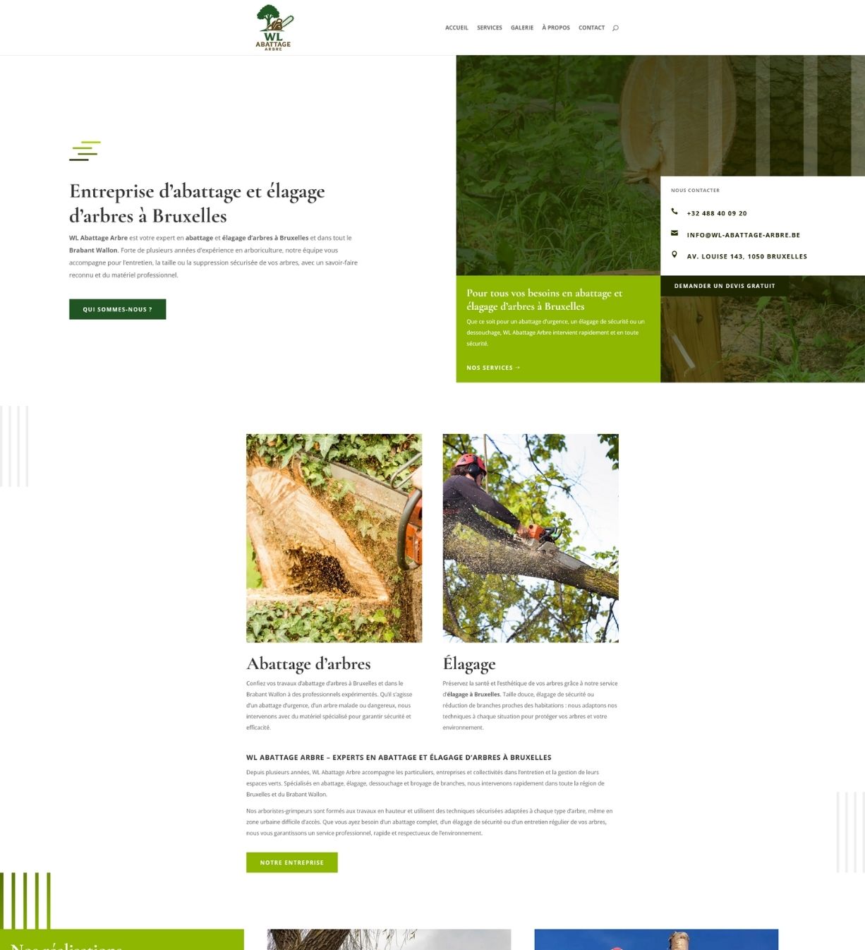 Site vitrine SEO-friendly pour l’abattage et l’élagage d’arbres à Bruxelles