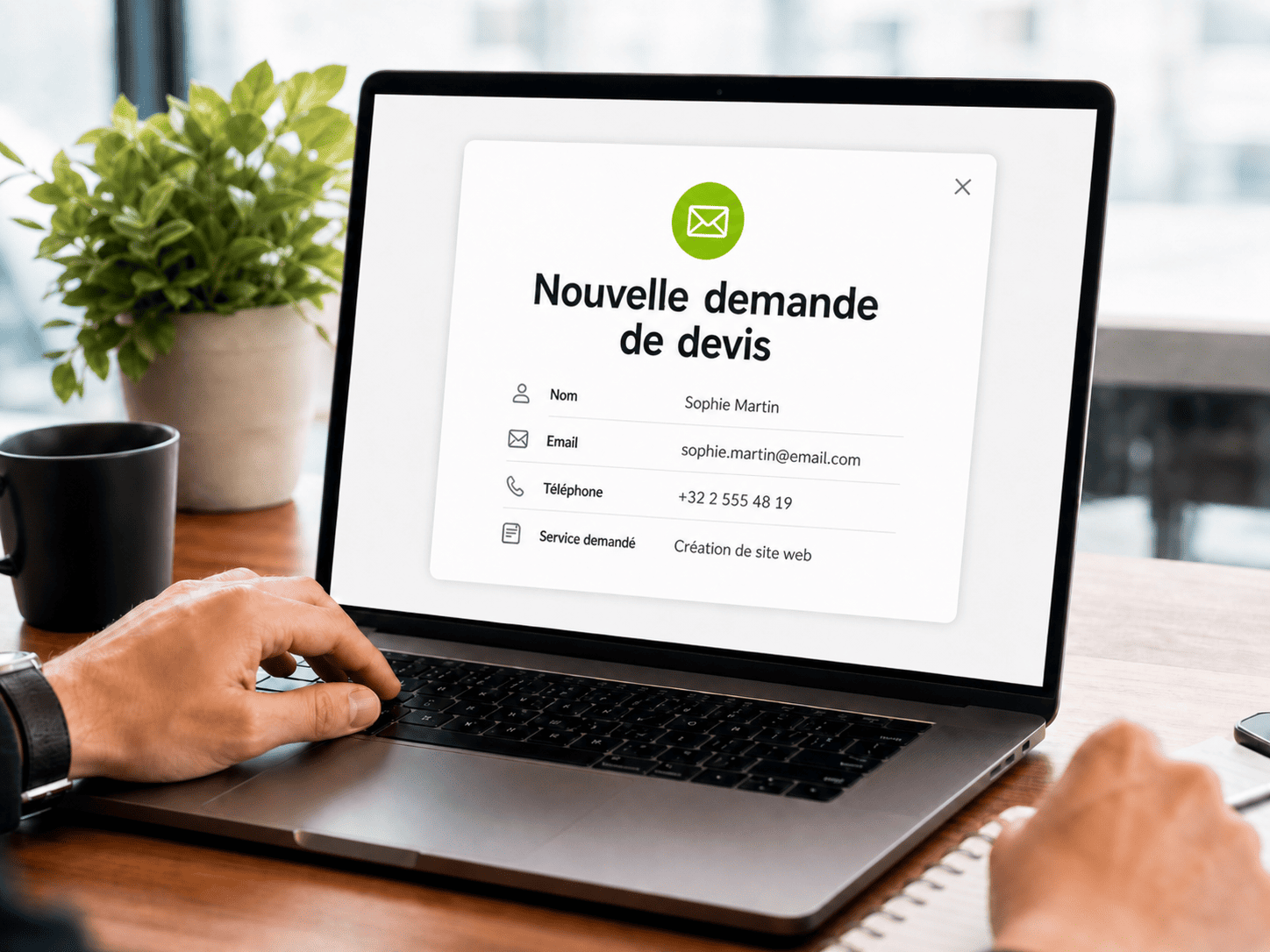 Site web professionnel générant une demande de devis pour une entreprise à Bruxelles