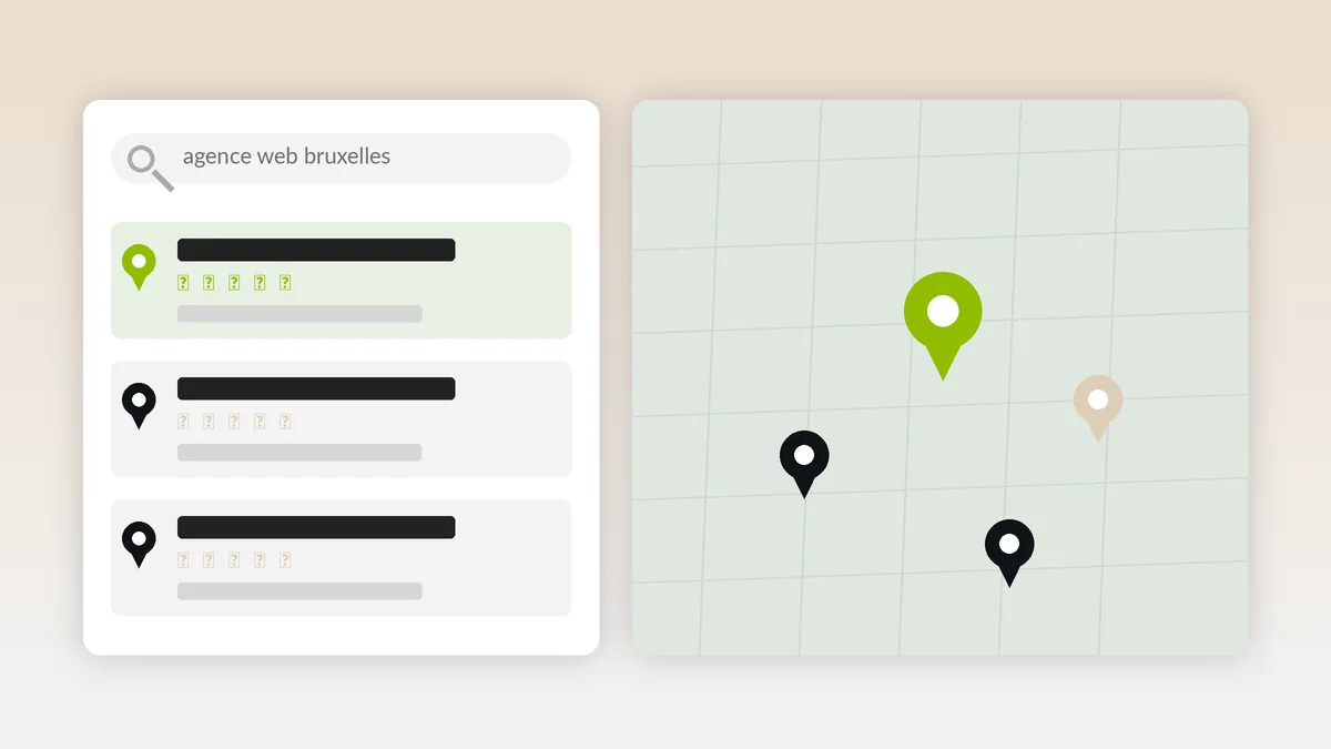 Résultats de recherche locale avec carte et fiches d’entreprises