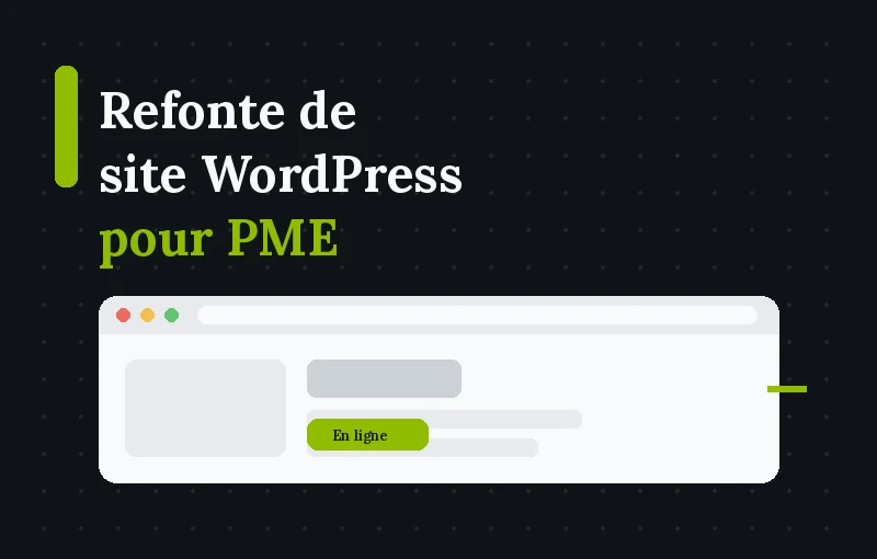 Illustration refonte de site WordPress pour PME avec navigateur moderne aux couleurs Push Digi