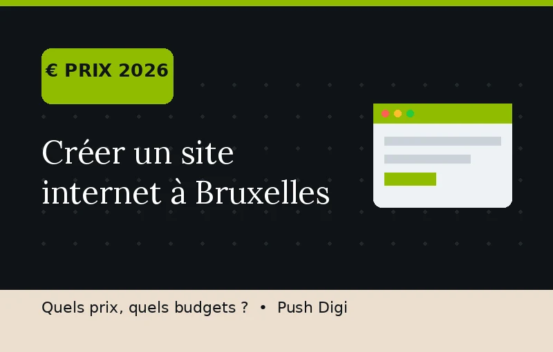 Création d'un site internet à Bruxelles : quels prix et budgets en 2026 — illustration Push Digi