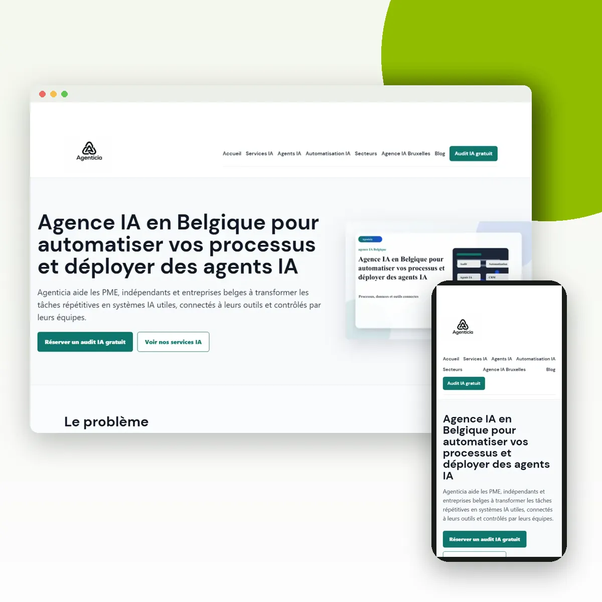 Site internet de Agenticia sur ordinateur et mobile, réalisé par Push Digi Site internet de Agenticia sur ordinateur et mobile, réalisé par Push Digi