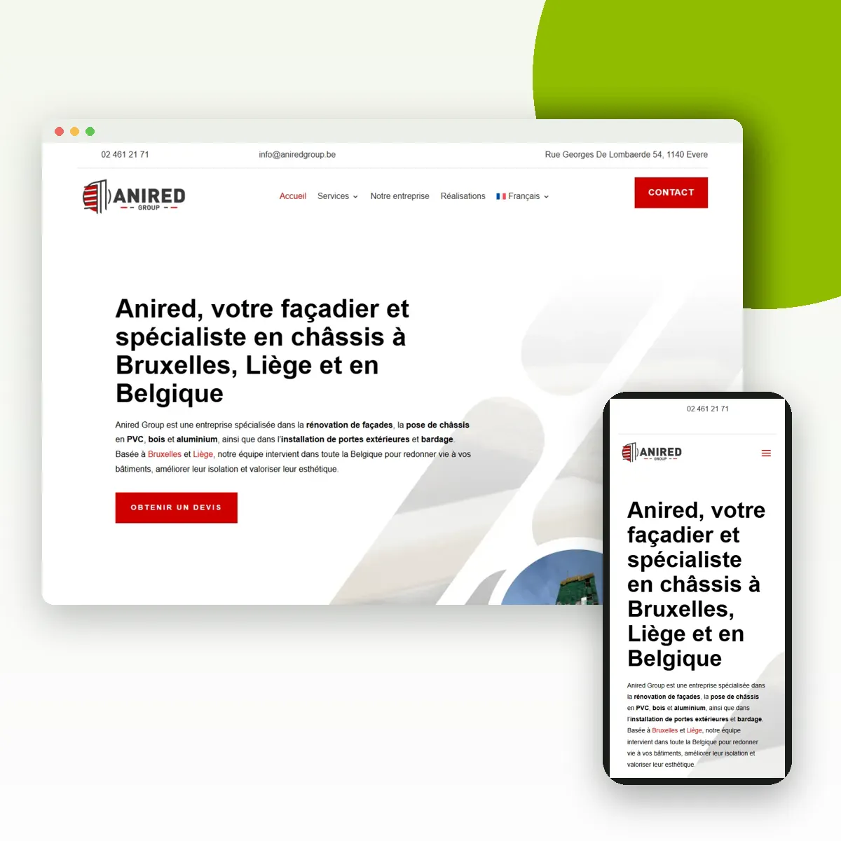 Site internet de Anired Group sur ordinateur et mobile, réalisé par Push Digi Site internet de Anired Group sur ordinateur et mobile, réalisé par Push Digi