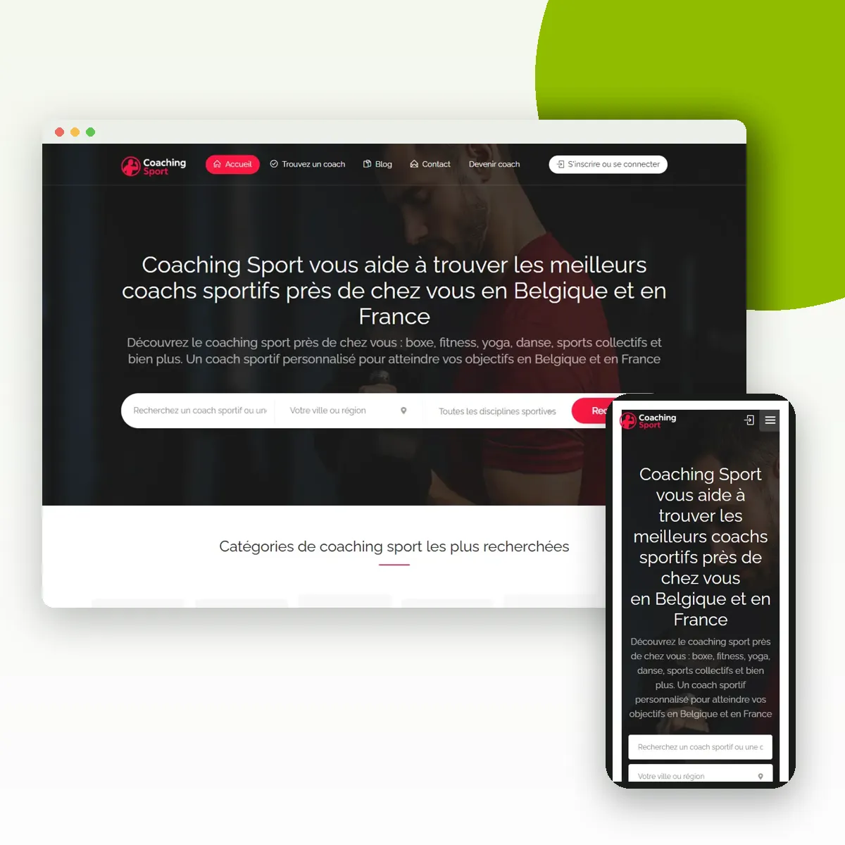 Site internet de Coaching Sport sur ordinateur et mobile, réalisé par Push Digi Site internet de Coaching Sport sur ordinateur et mobile, réalisé par Push Digi
