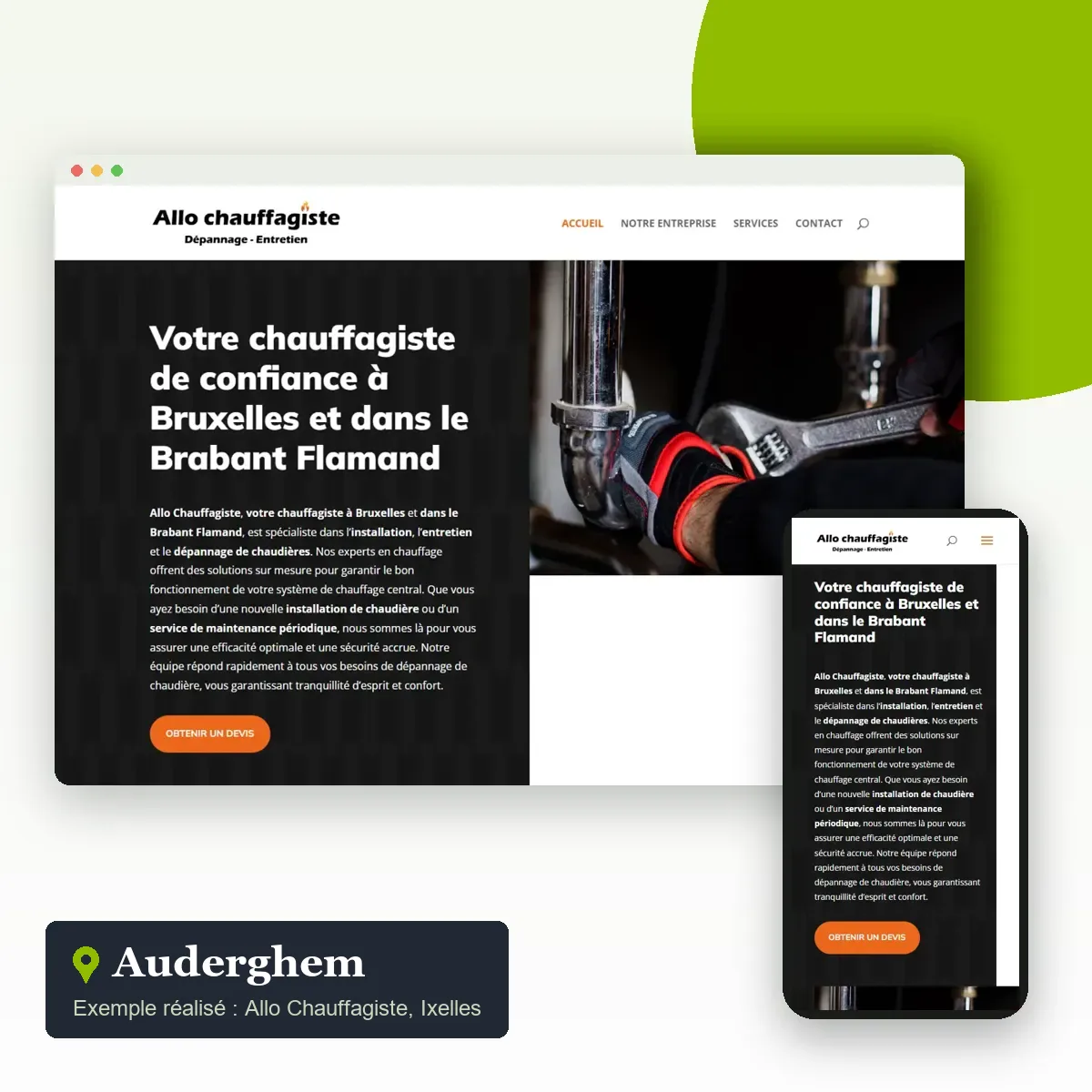 Création de site internet à Auderghem : exemple du site d’Allo Chauffagiste, chauffagiste d’Ixelles qui dessert Auderghem