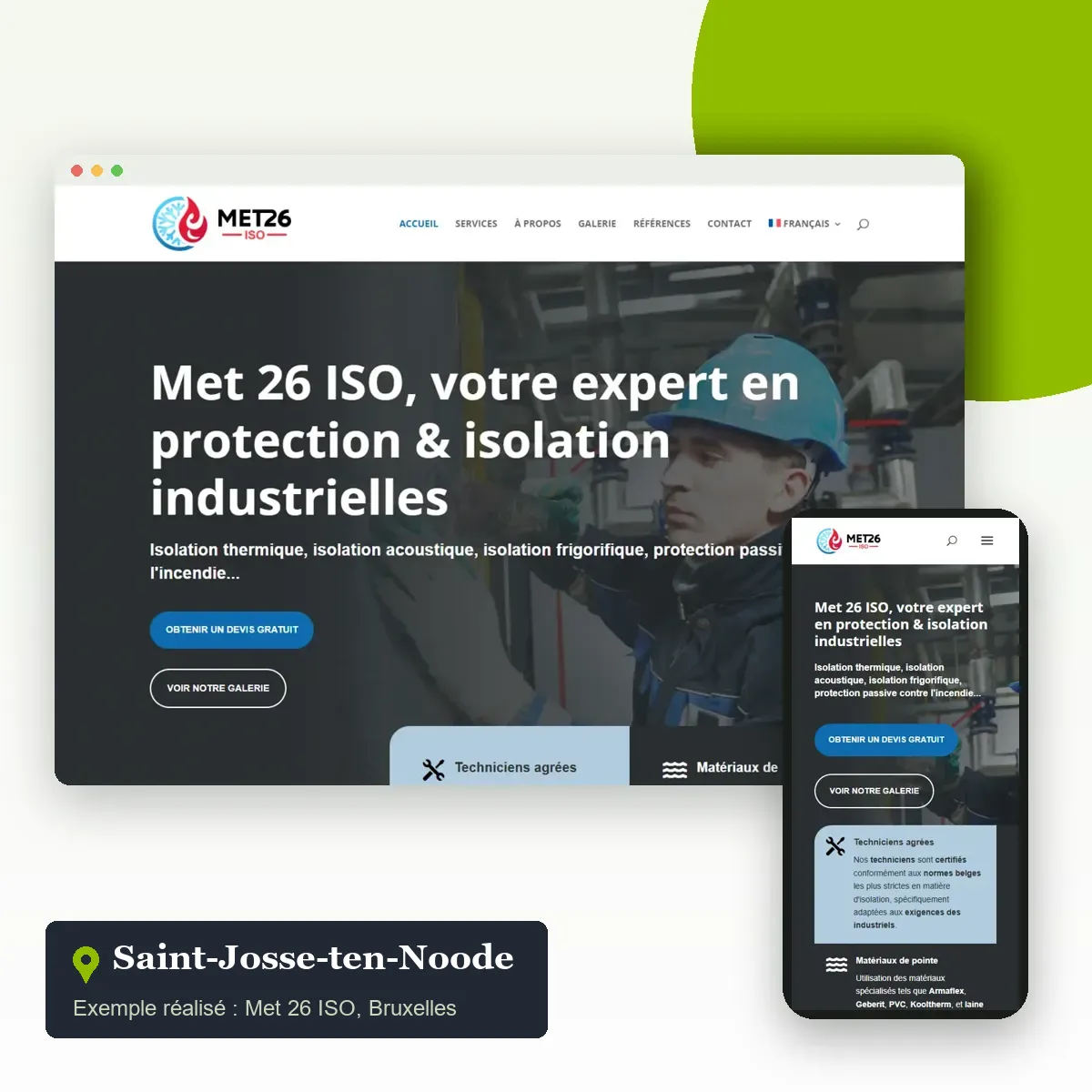 Création de site internet à Saint-Josse-ten-Noode : site trilingue de Met 26 ISO, isolation industrielle rue Traversière
