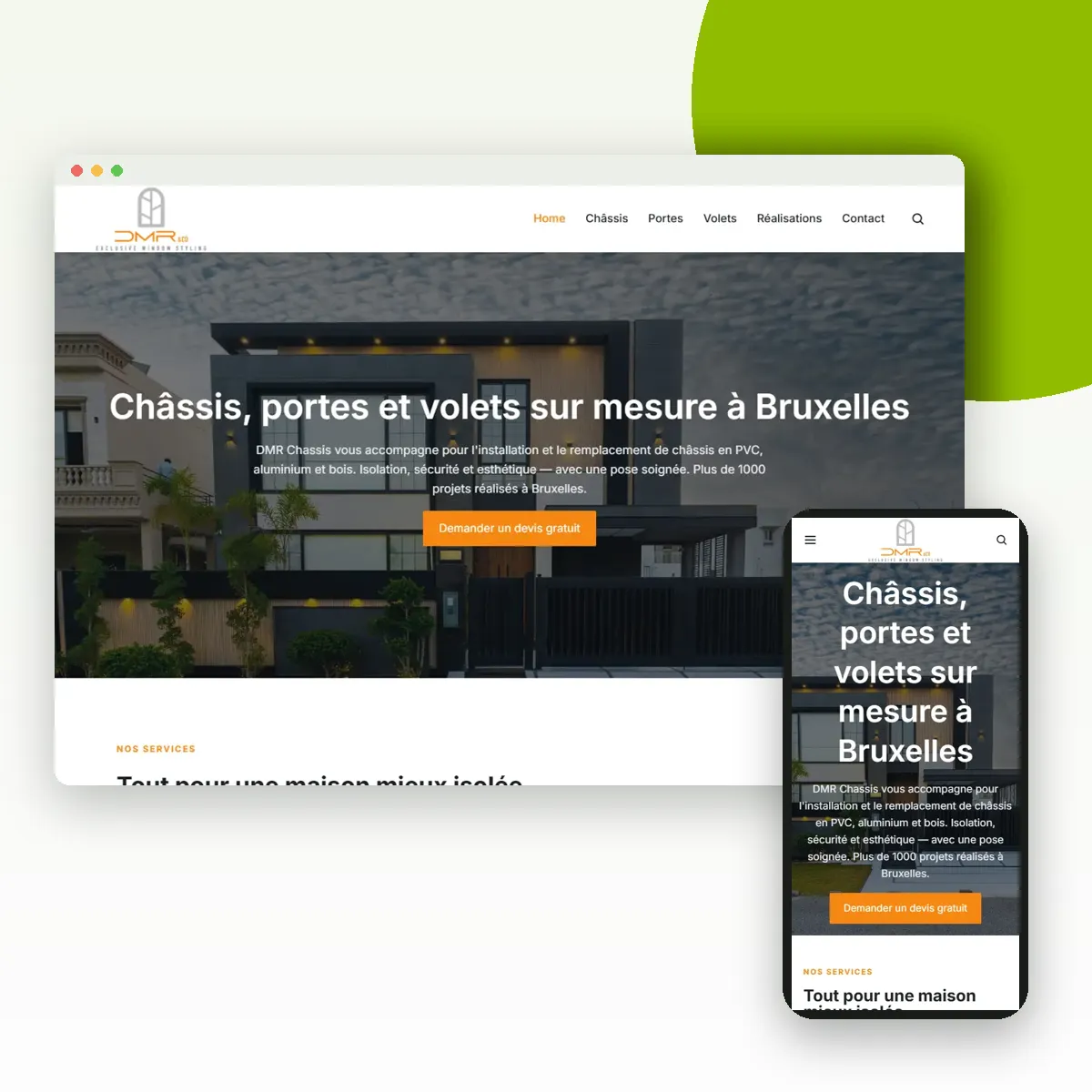 Site internet de DMR Châssis sur ordinateur et mobile, réalisé par Push Digi Site internet de DMR Châssis sur ordinateur et mobile, réalisé par Push Digi